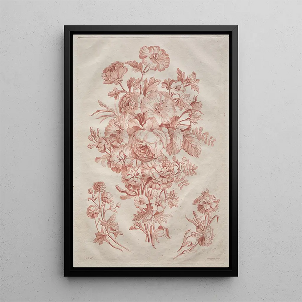Bloemenboeket - Roubillac — ingelijst kunstwerk aan de muur