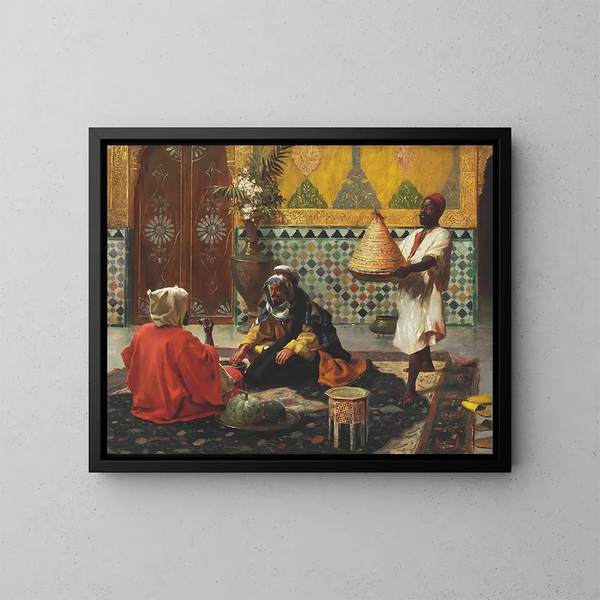 An Afternoon Discussion - Rudolf Ernst — framed artwork on a wall