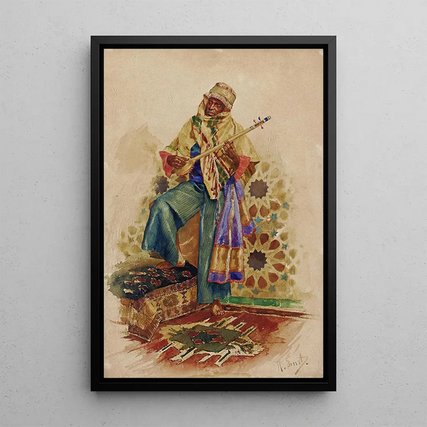 an Arab musician - Rudolf Ernst — framed artwork on a wall