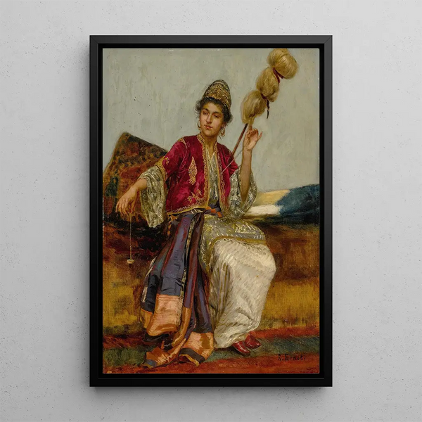 La Fileuse - Rudolf Ernst — ingelijst kunstwerk aan de muur