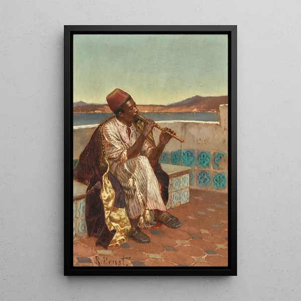 Musician on the Terrace - Rudolf Ernst — framed artwork on a wall
