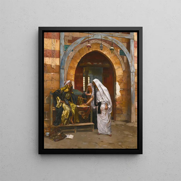 De waarzegster - Rudolf Ernst — ingelijst kunstwerk aan de muur