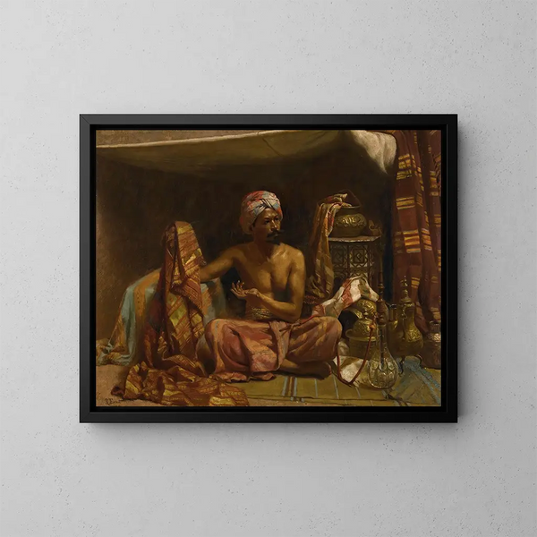 De tapijtverkoper - Rudolf Ernst — ingelijst kunstwerk aan de muur