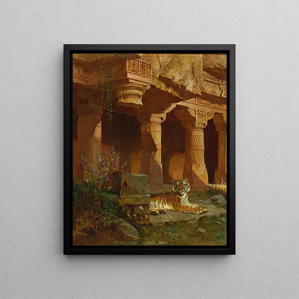 Tiger at Rest - Rudolf Ernst — framed artwork on a wall