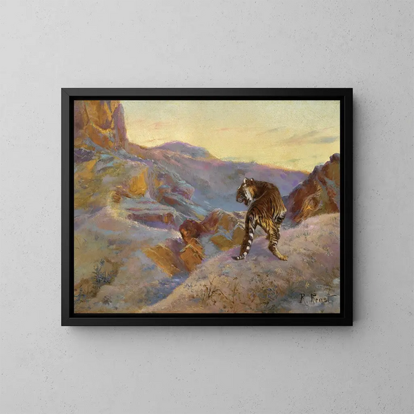 Tiger in the Mountains - Rudolf Ernst — framed artwork on a wall