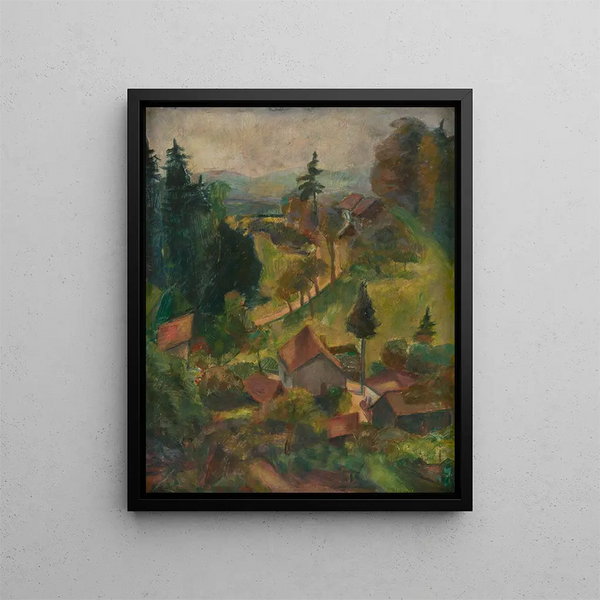 Landscape Village Painting - Rudolf Grossmann — framed artwork on a wall