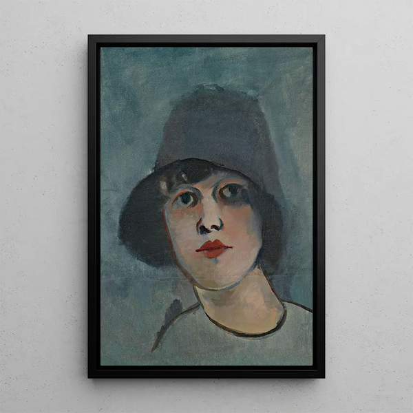 Portret van een dame met hoed - Rudolf Kremlička — ingelijst kunstwerk aan de muur
