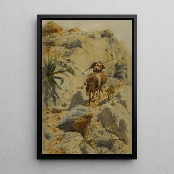 Cavalier du désert en zijn trouwe metgezel - Rudolf Otto von Ottenfeld — ingelijst kunstwerk aan de muur