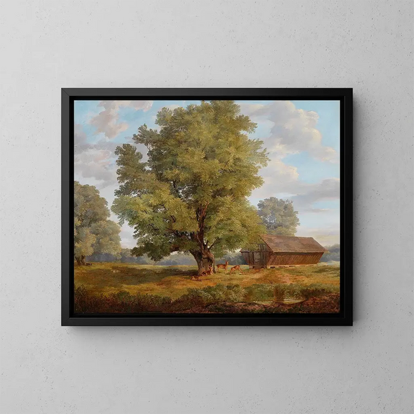 Deer in the Praterauen - Rudolf Swoboda — framed artwork on a wall