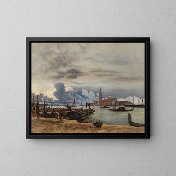 View of San Giorgio Maggiore from the Mole in Venice - Rudolf von Alt — framed artwork on a wall