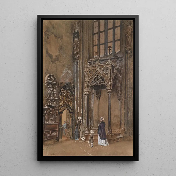 Interieur van een kerk - Rudolf von Alt — ingelijst kunstwerk aan de muur