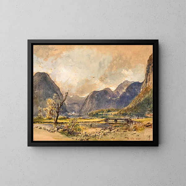 Meer van Hallstatt - Rudolf von Alt — ingelijst kunstwerk aan de muur