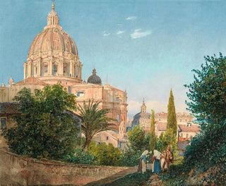 Rudolf von Alt - St Peters From The Vatican Garden.webp