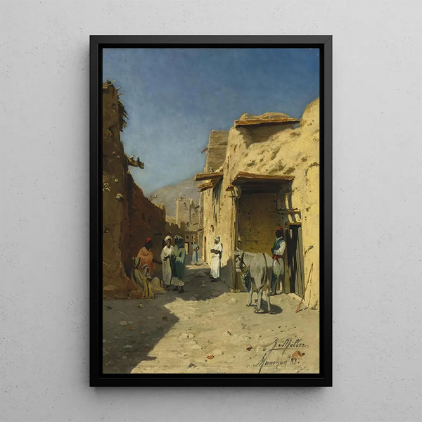 Une rue arabe - Rudolph Gustav Müller — ingelijst kunstwerk aan de muur