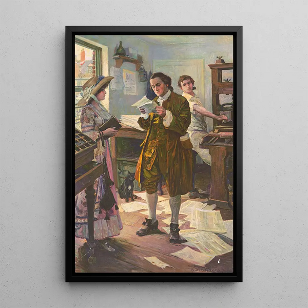 Benjamin Franklin drukker Philadelphia - S.M. Arthurs — ingelijst kunstwerk aan de muur