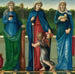Sainte Barbara, Sainte Dorothée en Sainte Agnès - Sir Edward Coley Burne-Jones — gepresenteerd in een interieur