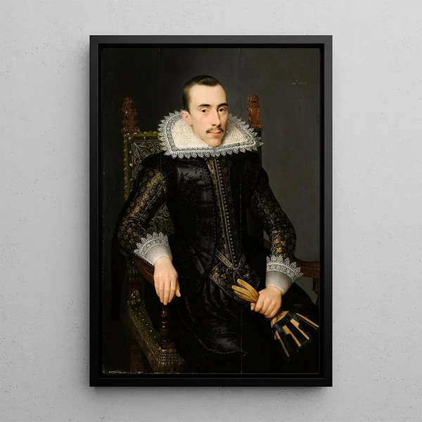 Portrait of a man possibly Walterus Fourmenois 1596-1653 - Salomon Mesdach — framed artwork on a wall