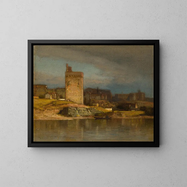Old Tower in Avignon - Samuel Colman — framed artwork on a wall