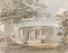 Een Europese heer die een bungalow binnenkomt in India - Samuel Davis — weergave van het kunstwerk