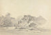 van rivierlandschap met inheemse gebouwen - Samuel Davis — weergave van het kunstwerk