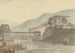 Vue de Tashichoedzong, Bhoutan, et du pont de bois - Samuel Davis — weergave van het kunstwerk