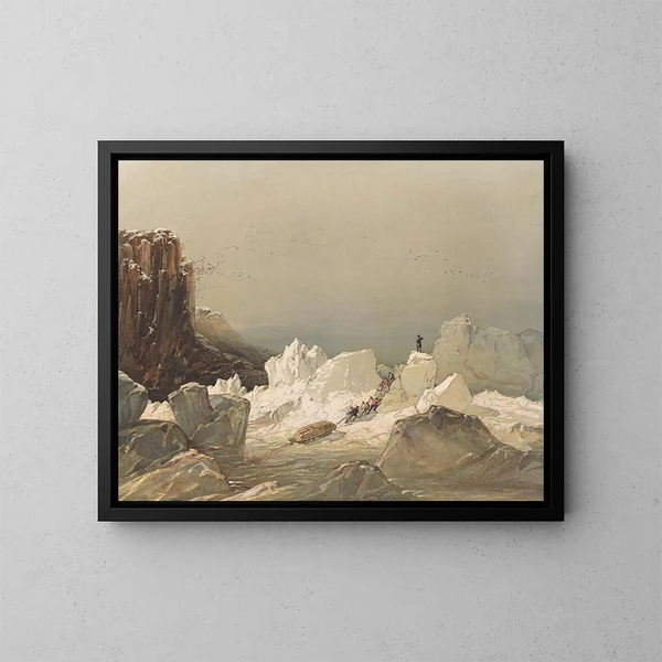 Sleigh on the bumpy ice, April 1853 - Samuel Gurney Cresswell — framed artwork on a wall