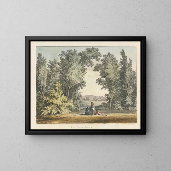 Between Chiswick and Brentford - Samuel Hieronymus Grimm — framed artwork on a wall