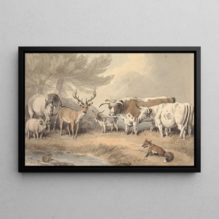 Samuel Howitt - A Frog Confronting a Circle of Animals.webp