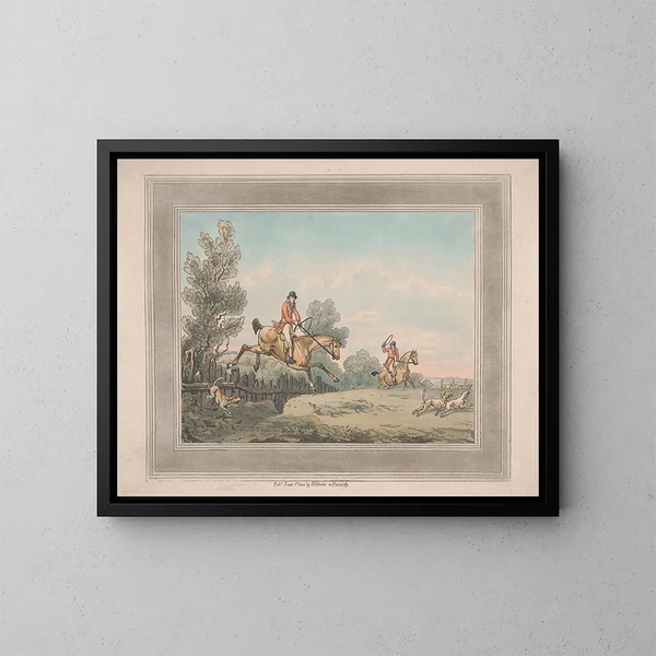 Hunting with hounds - Samuel Howitt — framed artwork on a wall