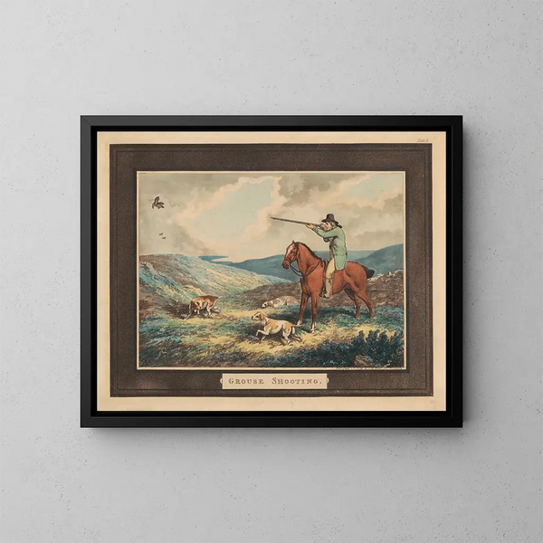 Shooting at the pheasant - Samuel Howitt — framed artwork on a wall