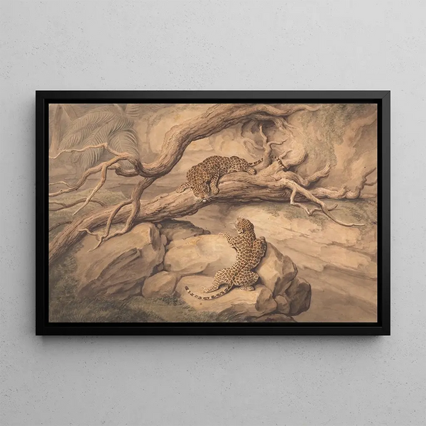 Samuel Howitt - Leopards at Play Among Fallen Trees and Rocks.webp