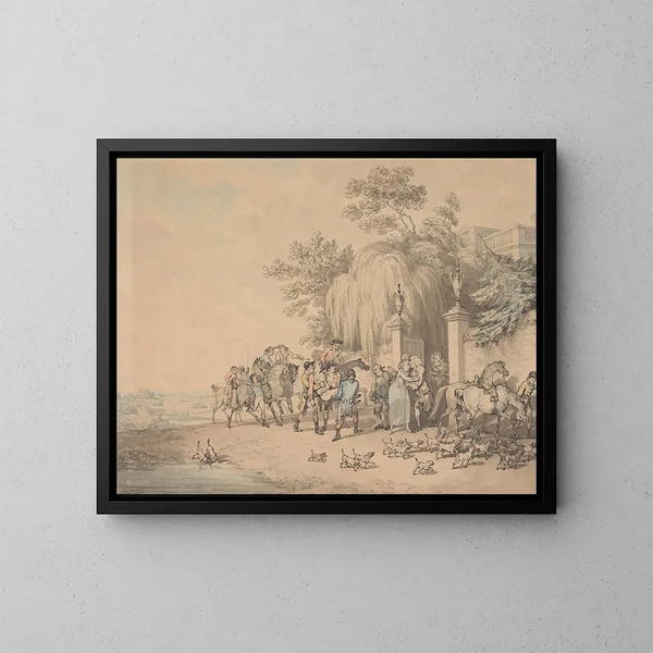 Return from the hunt after a fall - Samuel Howitt — framed artwork on a wall