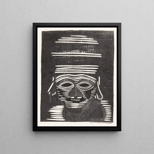 Head of a Fantastical Creature - Samuel Jessurun de Mesquita — framed artwork on a wall