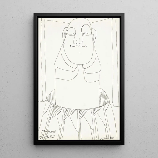 Head of a man above three ruffs viewed from the front - Samuel Jessurun de Mesquita — framed artwork on a wall