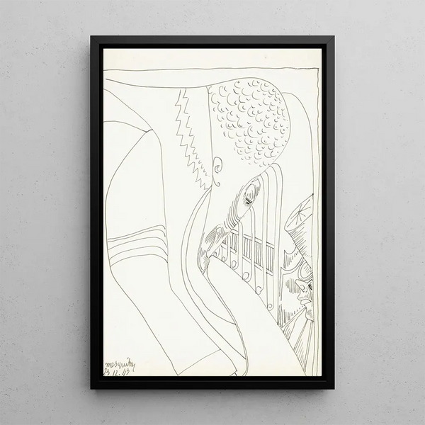 Head of a man with mustache and beard in profile to the right - Samuel Jessurun de Mesquita — framed artwork on a wall