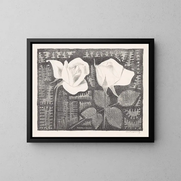 Two roses - Samuel Jessurun de Mesquita — framed artwork on a wall