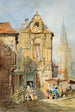 Markt in Brugge - Samuel Prout — weergave van het kunstwerk