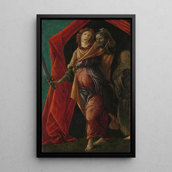 Judith met het hoofd van Holofernes - Sandro Botticelli — ingelijst kunstwerk aan de muur