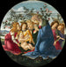 La Madone aanbiddend het Kind met vijf engelen - Sandro Botticelli — weergave van het kunstwerk