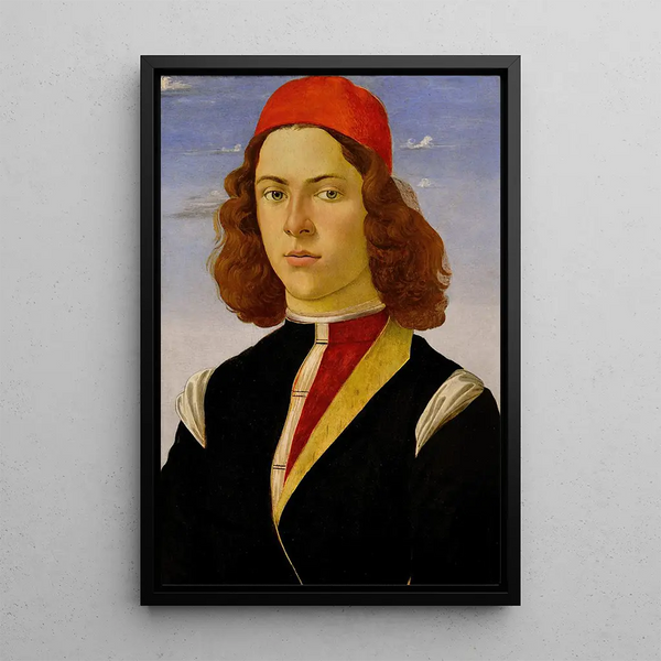 Portret van een jonge man - Sandro Botticelli — ingelijst kunstwerk aan de muur