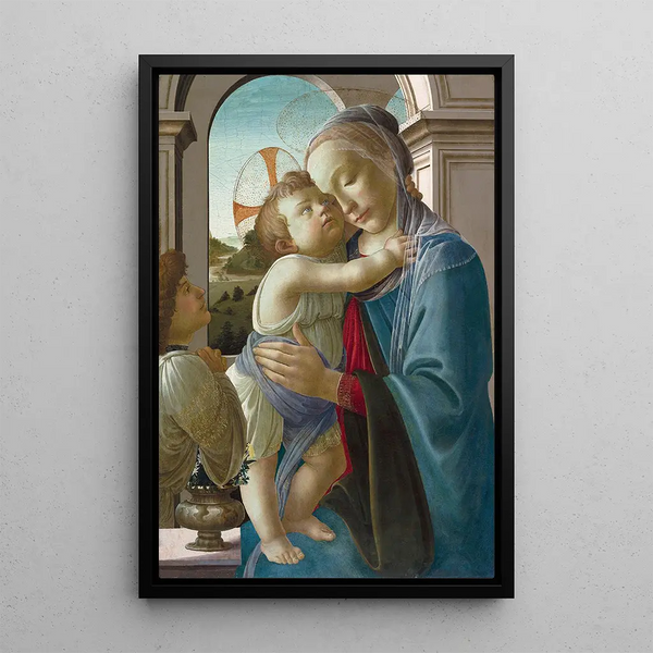 La Vierge à l'Enfant avec un ange - Sandro Botticelli — ingelijst kunstwerk aan de muur