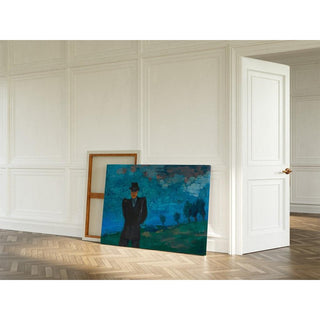 Sans titre homme en costume noir et chapeau dans un paysage - Karl Wiener | Reproduction Tableau Décoration murale affiche copie