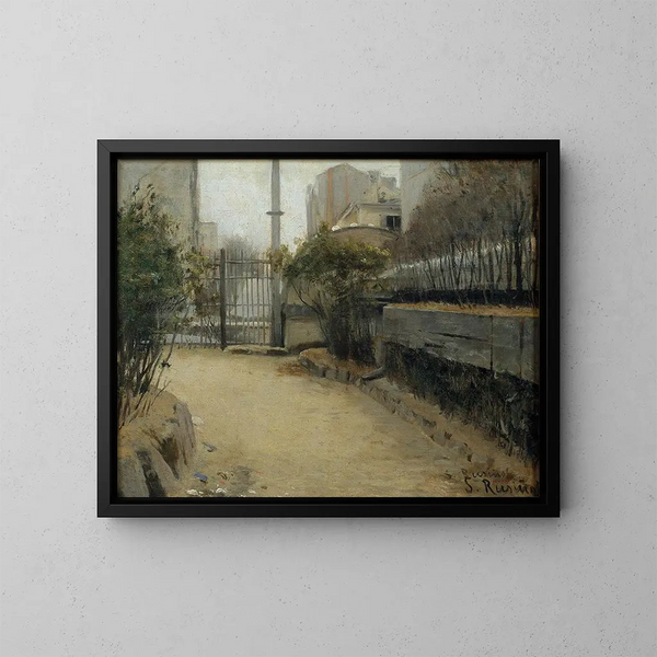 Garden of Montmartre - Santiago Rusiñol — framed artwork on a wall