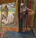 Sarah hoort en lacht - James Tissot — weergave van het kunstwerk