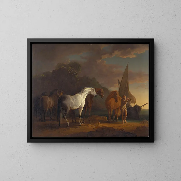 Gulliver taking his last leave from the land of the Houyhnhnms - Sawrey Gilpin — framed artwork on a wall