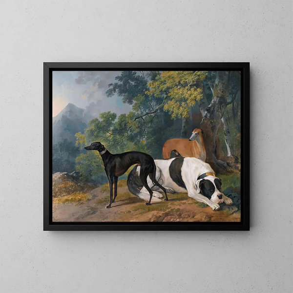 Two Greyhounds and a Mastiff Belonging to the Duke of Hamilton - Sawrey Gilpin — framed artwork on a wall