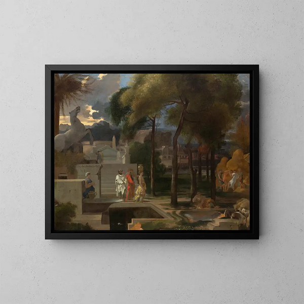 Classic landscape painting - Sébastien Bourdon — framed artwork on a wall