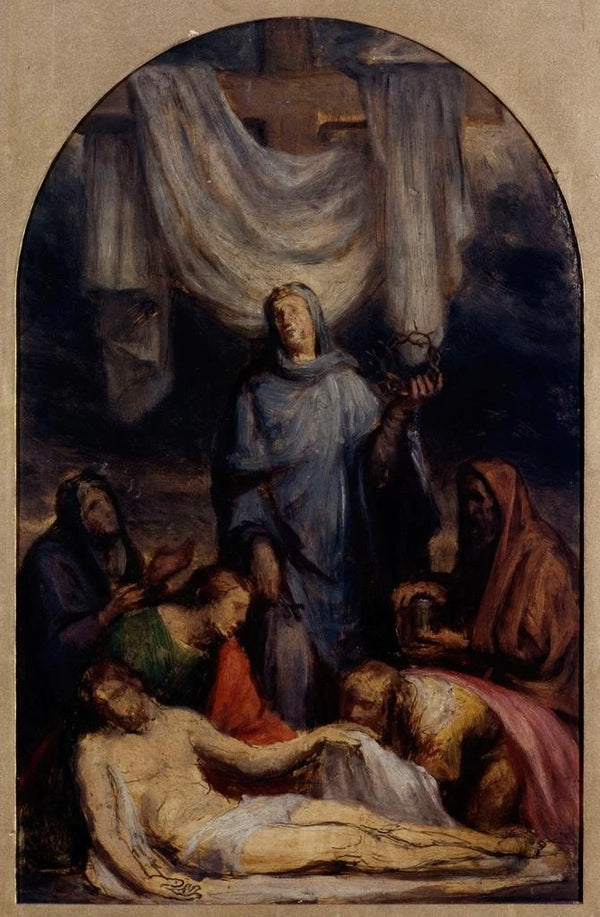 The Christ taken down from the Cross - Sébastien Melchior Cornu — framed artwork on a wall