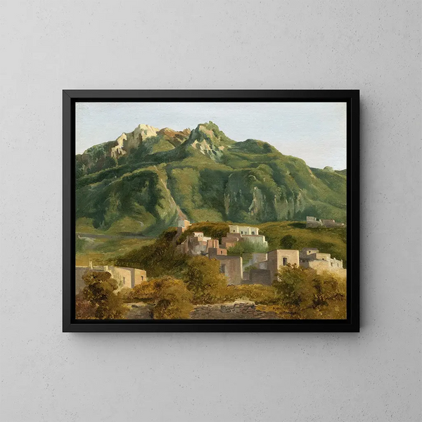 Dorp op het eiland Ischia - Sébastien Norblin de la Gourdaine — ingelijst kunstwerk aan de muur