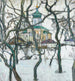 Reproduction of the painting Winter scene painting with church - Abraham Manievich